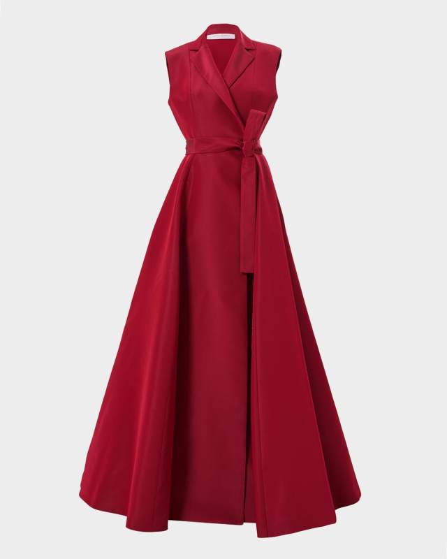 Belted Sleeveless Trench Gown